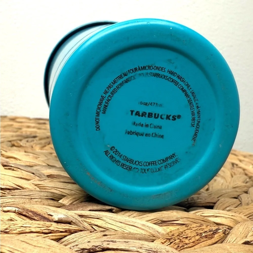 Starbucks Tumbler Teal 16 oz Stainless Steel Cold Cup Matte Stud Siren Rare 2014
